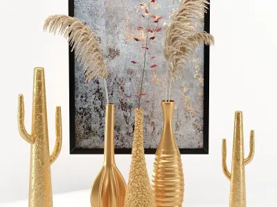 Decor Set No2 - by Metal Saguaro Cactus Sculpture 3D model
