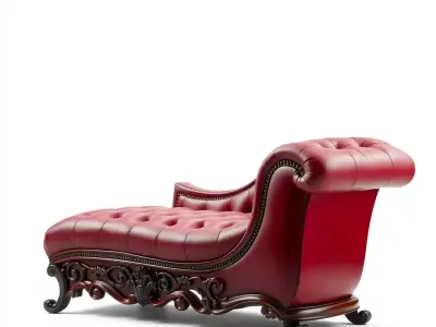 Elegant Burgundy Chaise model pack Low-poly 3D model