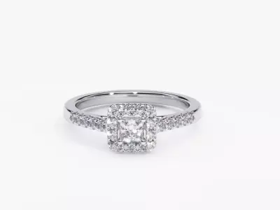 ZDR0142 engagement ring with princess cut diamonds 3D print model