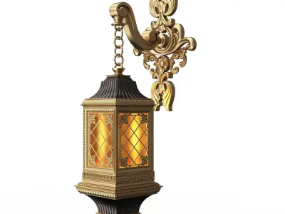 Classic Street Wall  Light 0104 Low-poly 3D model