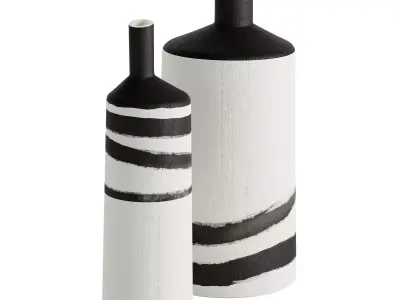 Ceramic flower vase set 2 3D model