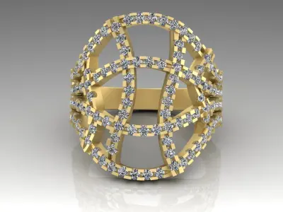 Fashion Ring with a lot off diamonds  3D print model