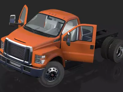 Crew Cab Chassis Truck Generic Rigged 3D model