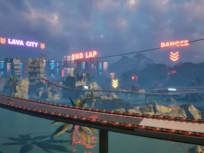 Chrono-Circuit Game Environment Sci-Fi Race Track Low-poly 3D model