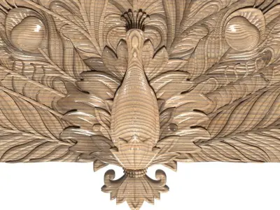 Cartouche-035 ornate peacock fan 3D model