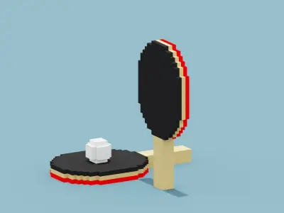 Voxel Ping Pong Low-poly 3D model