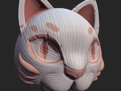 White Tiger Mask Pbr Low-poly 3D model