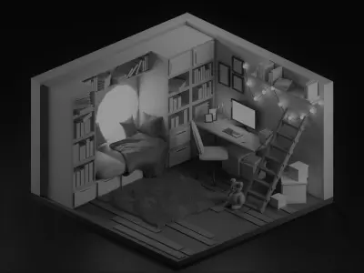 library 3D model buy
