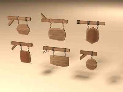 Tavern inn signs pack Low-poly 3D model