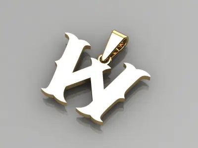 W alphabate pendant  3D print model
