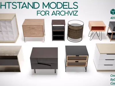 Luxury nightstands collection 3D model