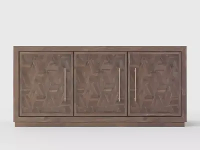 Three Door Credenza - Tumbler Dark Brown 3D model