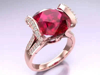 Diamond Ring - Womens Rings - N024112 3D print model