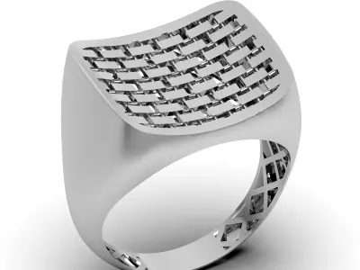 Brick Pattern Gold Ring Set 3D Printable Jewelry 3D print model