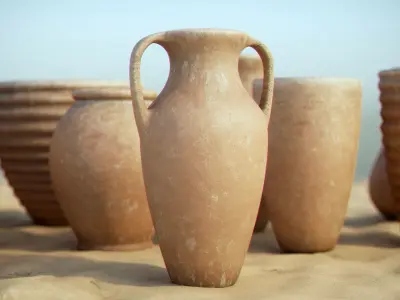 Handmade clay pots collection 3D model