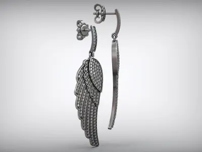 Wings Luxury Diamond Earrings 3D print model
