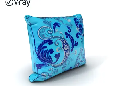Ornamental Blue Pillow D Model Pack Low-poly 3D model