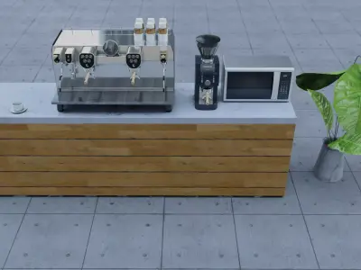 Cafe Counter Low-poly 3D model