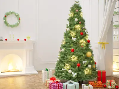 Christmas Tree 3d Scene Low-poly 3D model