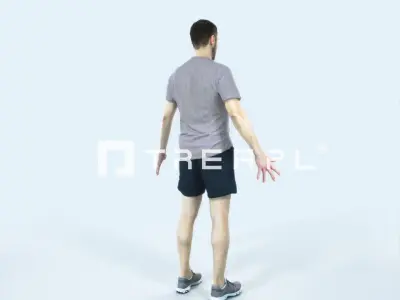 Portrait 09E Animated Rigged Sports Man Low-poly 3D model