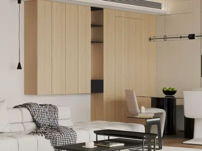 Modern living room dining room interior scenes  3D model