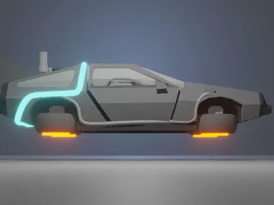 DeLorean Car Low Poly 3D model