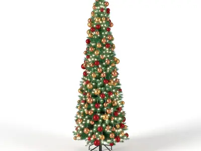 Christmas Tree 6 feet with Balls and Lights 3D model