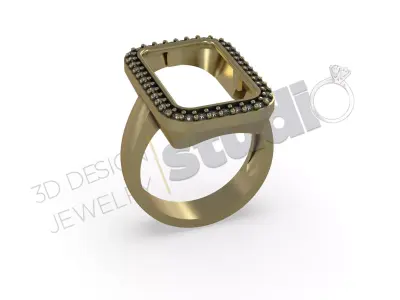 Luxury ring with custom main stone 3d model 3D print model