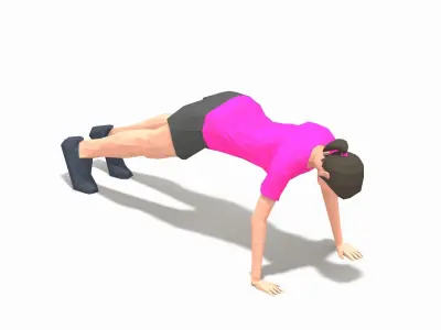 rock climber-pushups Exercise Woman Animation Low-poly 3D model
