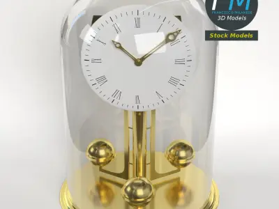 Vintage brass clock 3D model