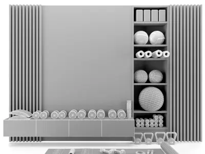 Home Yoga Gym Fitness Equipment Decoration Set 64 3D model