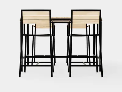 Lugo Teak Cafe Set Low-poly 3D model