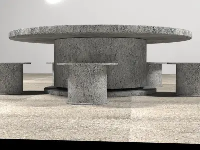 Round Garden table set Free 3D model