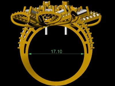 Starburst Cluster  GOLD Ring Set in Yellow Gold 3D print model