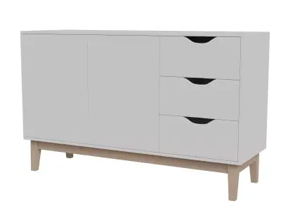 White Buffet Unit 3D model