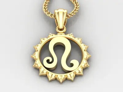 Sun Leo Light Gold Pendant Version 7 3D print model