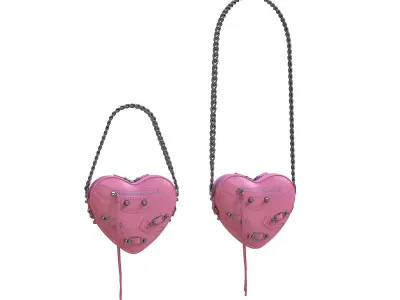 Balenciaga Le Cagole Heart Mini Bag Pink Low-poly 3D model