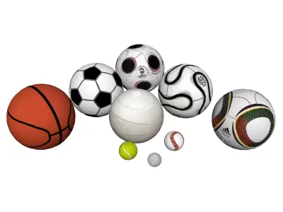 Sports Balls Collection Low-poly 3D model