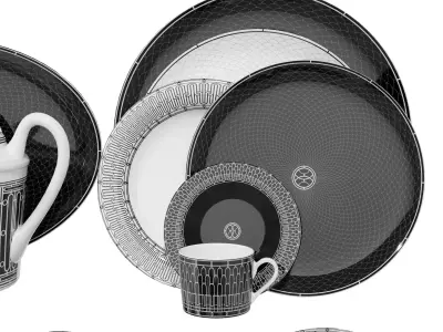 Dishes set dinnerware 3D model