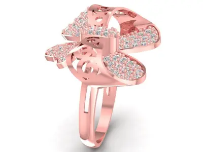Luxury Bow Diamond Ring for Women  2812 3D print model
