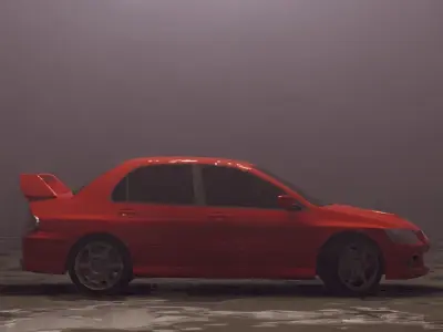 Evo 8 car in fog 3D model