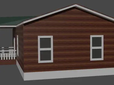 American wooden house Free low-poly 3D model