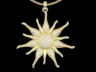 Jewelry fashion pendant sun pendant silver gold 3D print model
