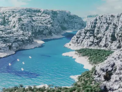 Calanques cliff landscape terrain game engine 3D model 1k  3D model