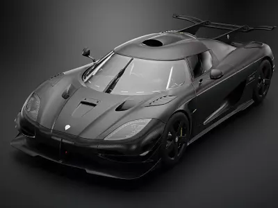 Koenigsegg One 1  Full Exposed Carbon - Interior and Engine Bay Low-poly 3D model
