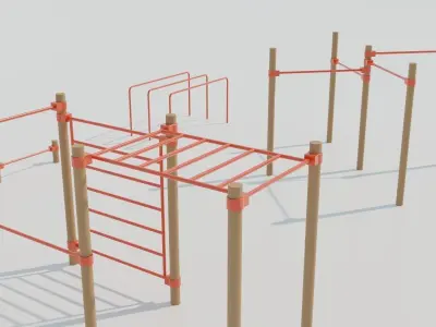 Calisthenics Station 3 Outdoor Fitness Equipment Street Workout 3D model