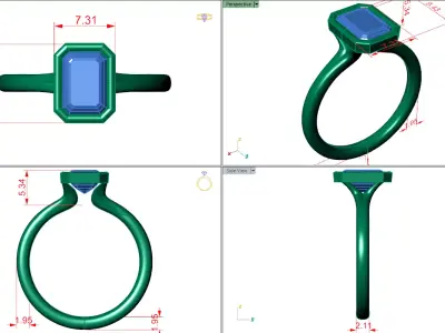 emerald bezel cut solitaire  3D print model