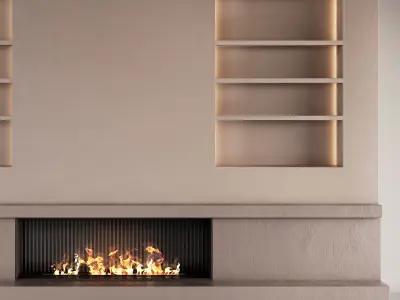 Decorated Wall With Fireplace - 4 3D model
