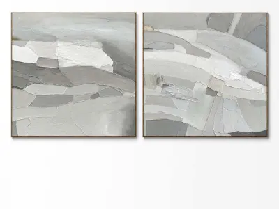 Plaster two square photo frames 52 Low-poly 3D model