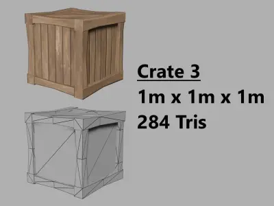 Stylized PBR Wooden Crates and Pallets Game Ready Low-poly 3D model